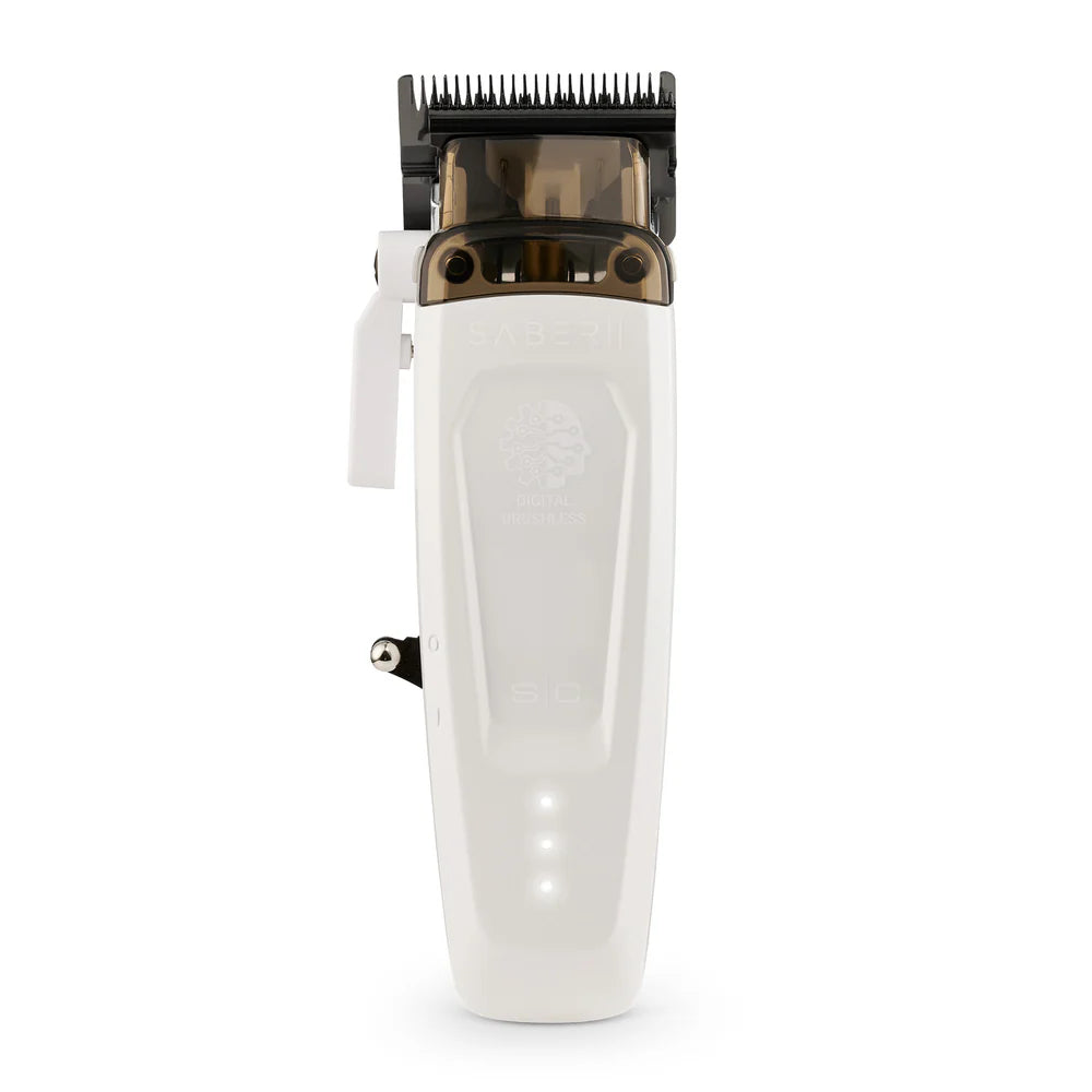 StyleCraft Limited Edition Saber II Cordless Digital Brushless Motor Clipper + Trimmer - White (SC619/SC421W) (Combo)