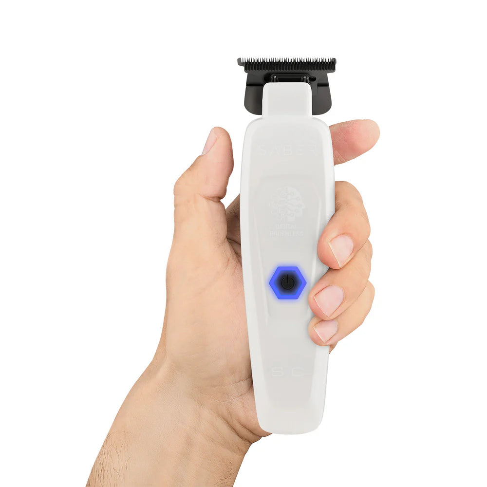 StyleCraft Limited Edition Saber II Cordless Digital Brushless Motor Clipper + Trimmer - White (SC619/SC421W) (Combo)