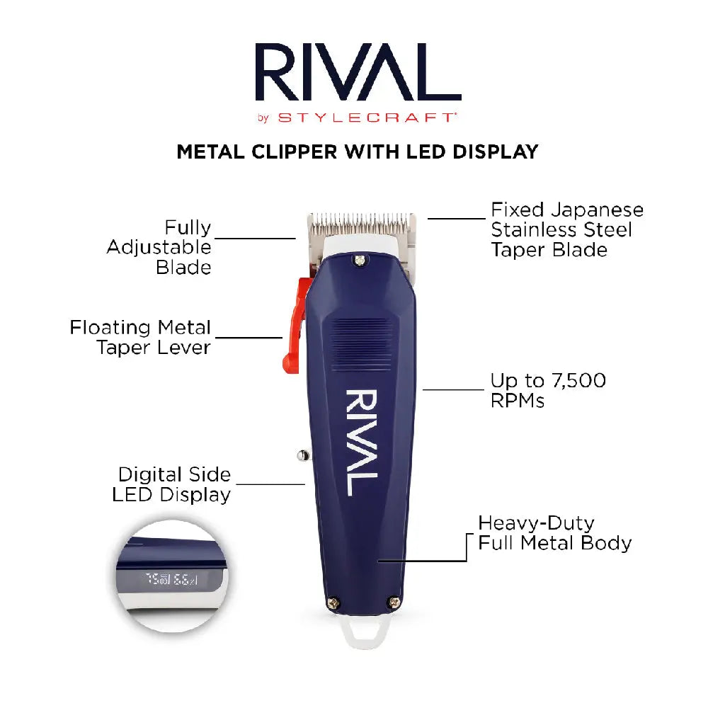 StyleCraft Rival Metal Hair Clipper with Digital Display