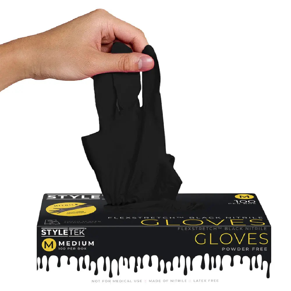 StyleTek Deluxe Touch Black Nitrile Gloves