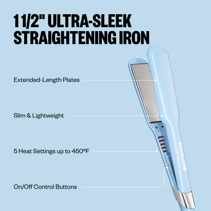 BaBylissPRO Limited Edition Nano Titanium 1.5" Ultra-Sleek Flat Iron - Iced Blue (BNT131TLB) — image 4