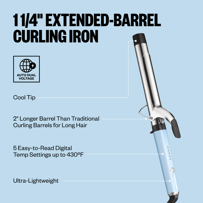BaBylissPRO Limited Edition Nano Titanium 1 1/4" Extended-Barrel Curling Iron - Iced Blue (BNTW125XLLB) — image 4
