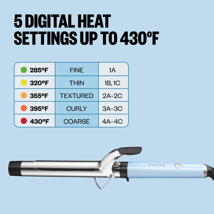 BaBylissPRO Limited Edition Nano Titanium 1 1/4" Extended-Barrel Curling Iron - Iced Blue (BNTW125XLLB) — image 6