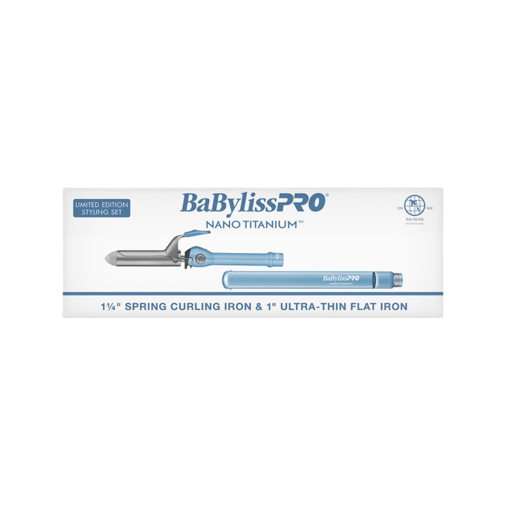 BaBylissPRO Nano Titanium 1.25" Spring Curling Iron & 1" Ultra-Thin Flat Iron Bundle (BNTPP80) — image 1