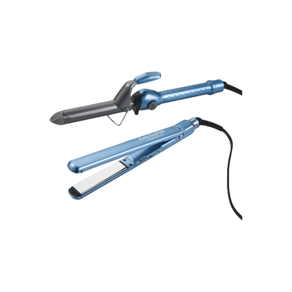 BaBylissPRO Nano Titanium 1.25" Spring Curling Iron & 1" Ultra-Thin Flat Iron Bundle (BNTPP80) — image 2