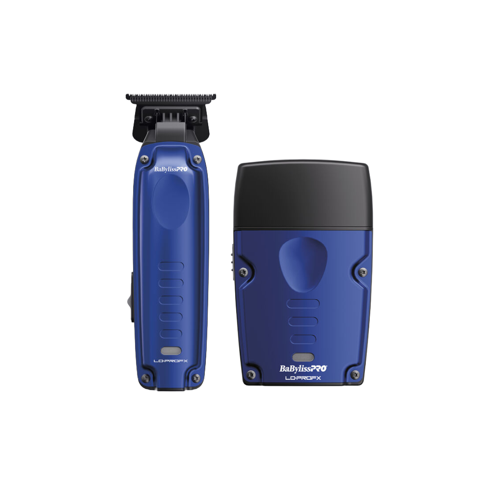 Blue and black compact trimmer with adjustable clipper head and protective guard
