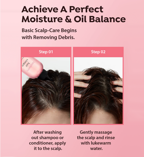 A'pieu Raspberry Hair Vinegar in use