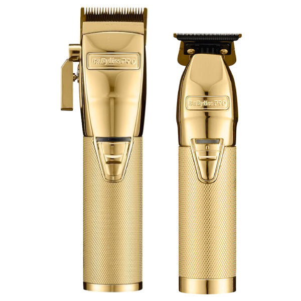 BaBylissPRO FX+ Upgraded All-Metal Lithium Clipper + Upgraded FX+ Outlining Cordless Trimmer + Double Foil Shaver (Combo) (Gold / Silver / Rose)