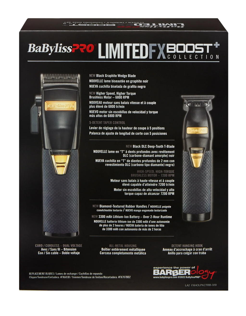 BaByliss PRO Black FX Boost+ Limited Edition Clipper & Trimmer Set w/ Charging Base (FXHOLPKCTB-B) — image 2