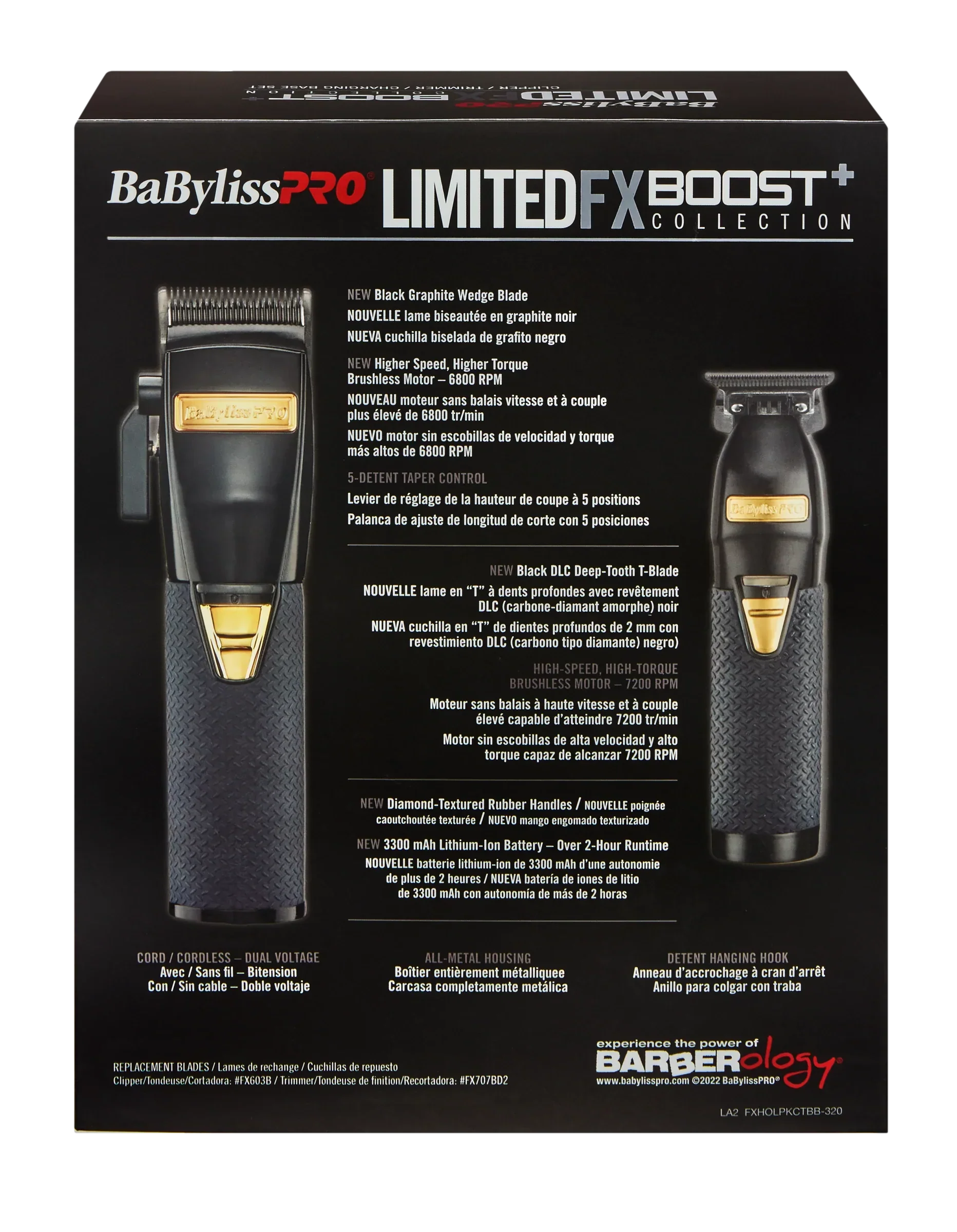 BaByliss PRO Black FX Boost+ Limited Edition Clipper & Trimmer Set w/ Charging Base (FXHOLPKCTB-B) — image 2
