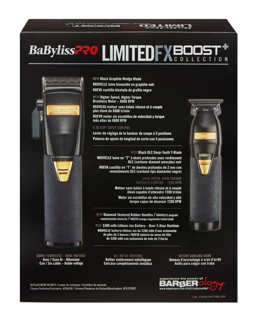 BaByliss PRO Black FX Boost+ Limited Edition Clipper & Trimmer Set w/ Charging Base (FXHOLPKCTB-B) — image 2