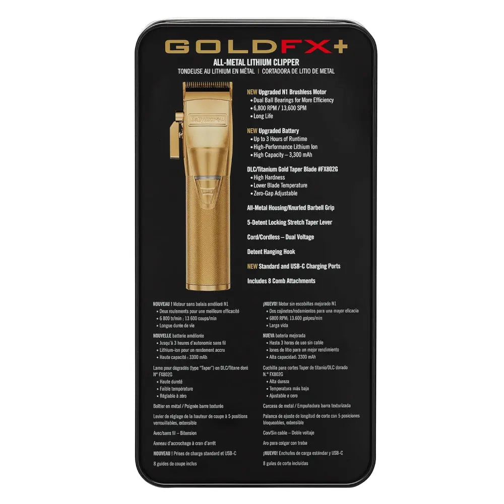Babyliss Pro FX+ Upgraded All-Metal Lithium Clipper + Upgraded FX+ Outlining Cordless Trimmer (Combo) (Gold / Silver / Rose)