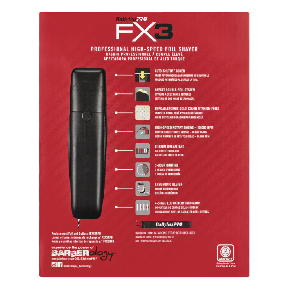 Babyliss Pro FX3 High Speed Foil Shaver Black (FXX3SB) — image 5