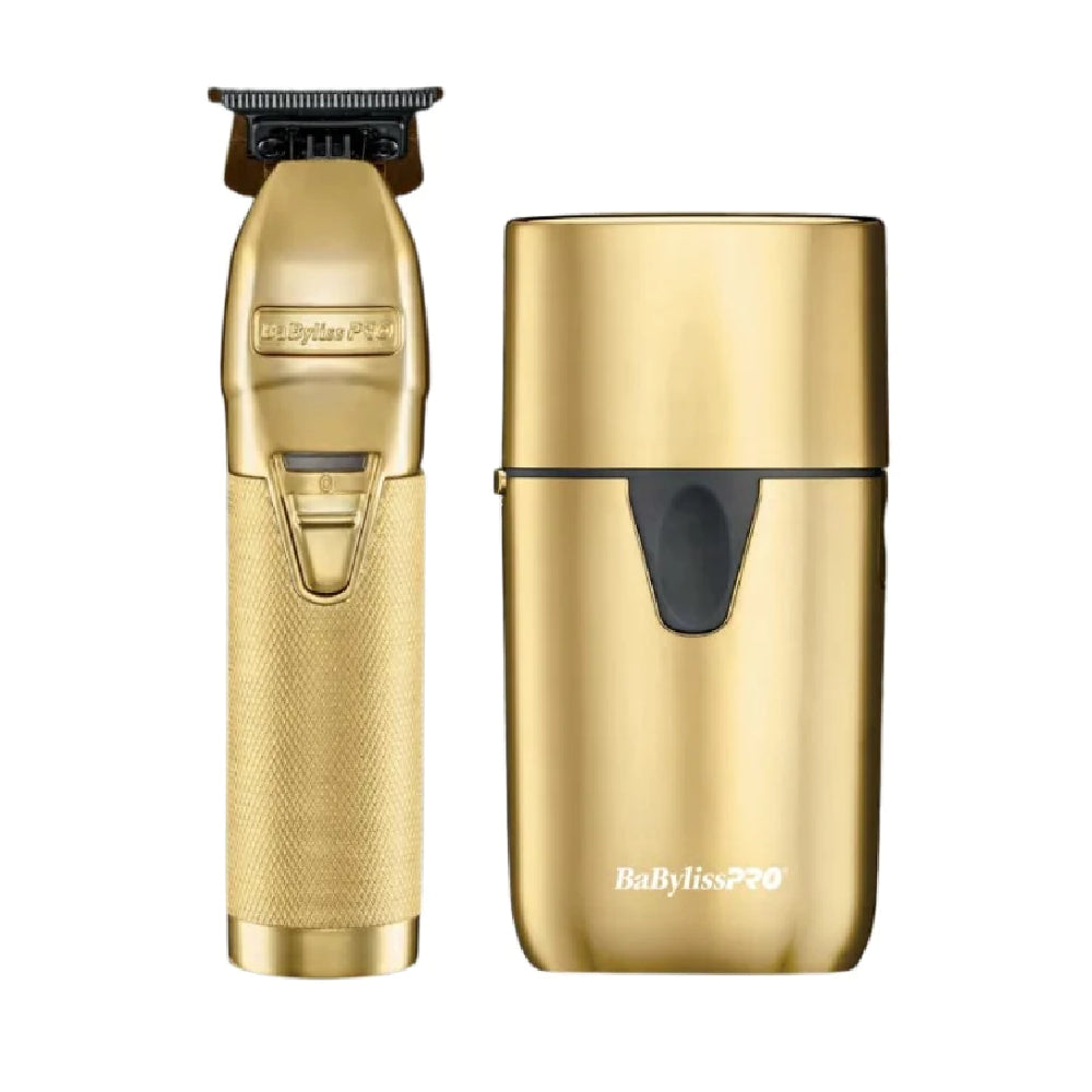 BaBylissPRO Limited Edition Gold FX Trimmer & UV Single-Foil Shaver Set (FXLFHOLPKG)