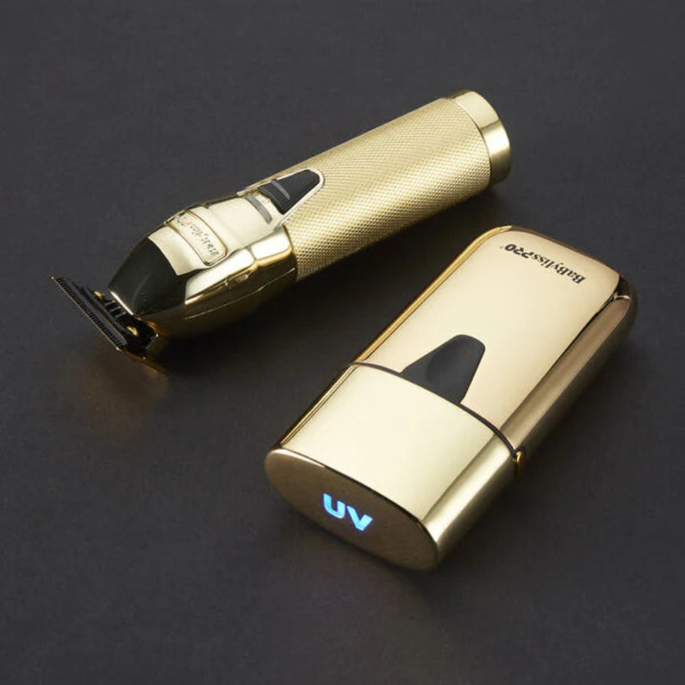BaBylissPRO Limited Edition Gold FX Trimmer & UV Single-Foil Shaver Set (FXLFHOLPKG)