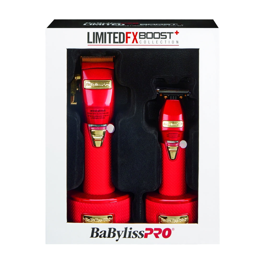 BaByliss PRO RED FX Boost+ Limited Edition Clipper & Trimmer Set w/ Charging Base — image 1