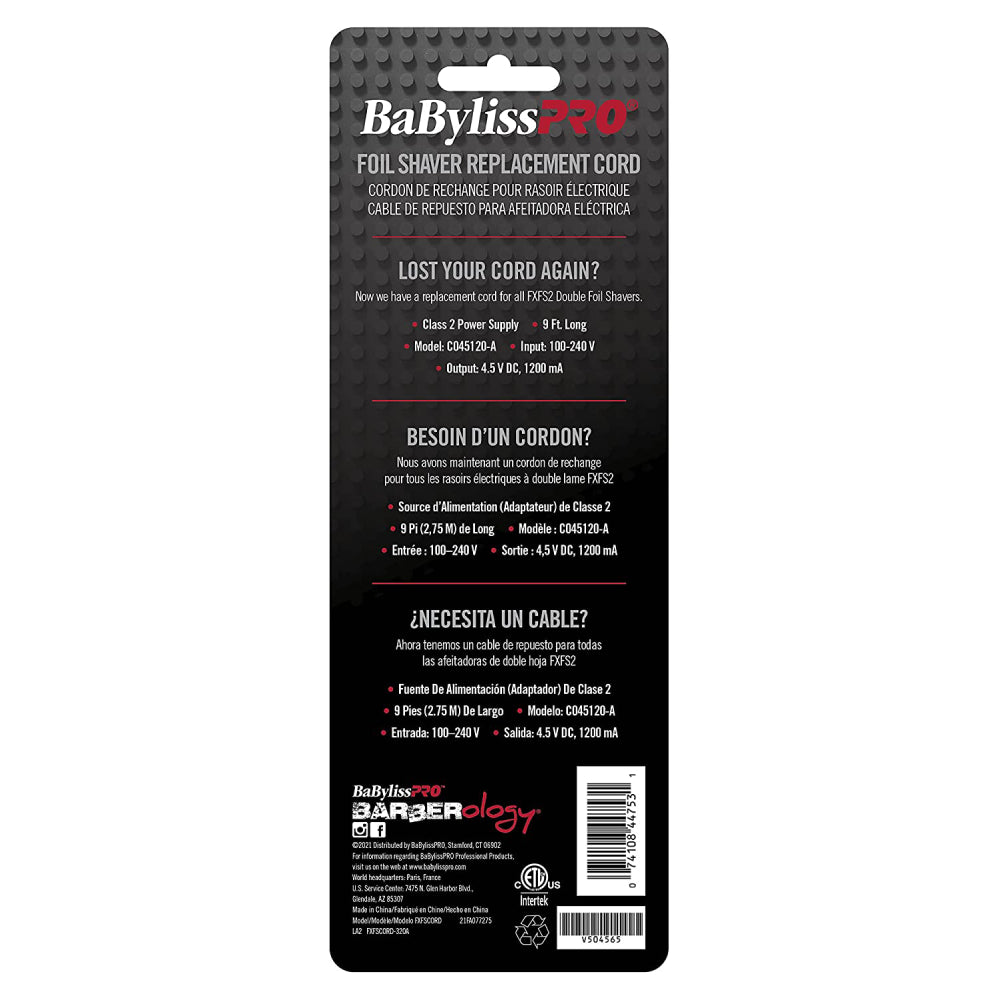 BaByliss PRO Replacement Power Cord for FXFS2 Double Foil Shavers — image 2