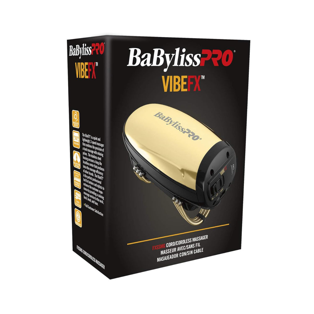 BaBylissPRO VibeFX Gold Cord/Cordless Massager #FXSSMG