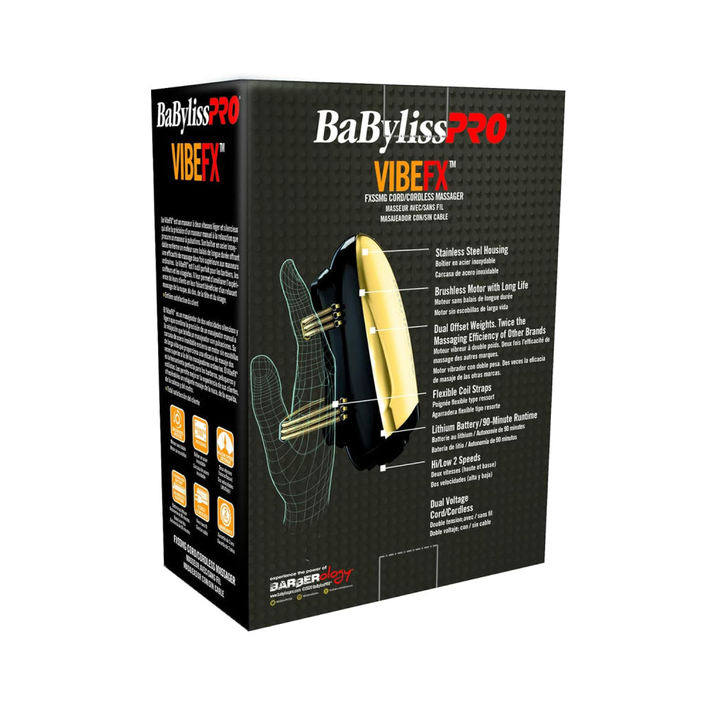 BaBylissPRO VibeFX Gold Cord/Cordless Massager #FXSSMG