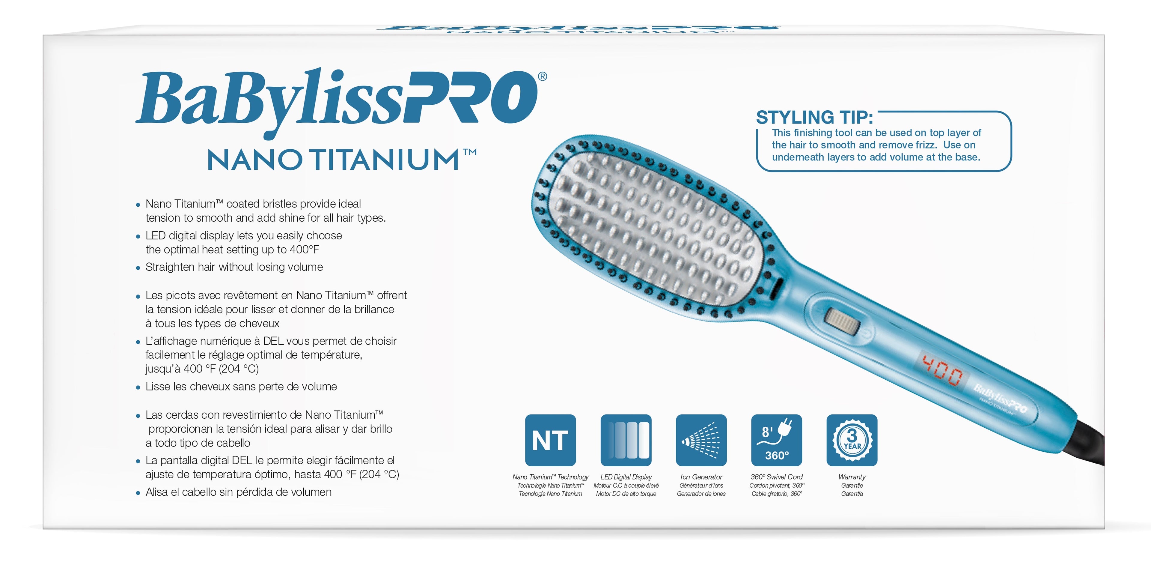 BaBylissPRO Nano Titanium Ionic Thermal Paddle Brush (BNTPB1UC) — image 8