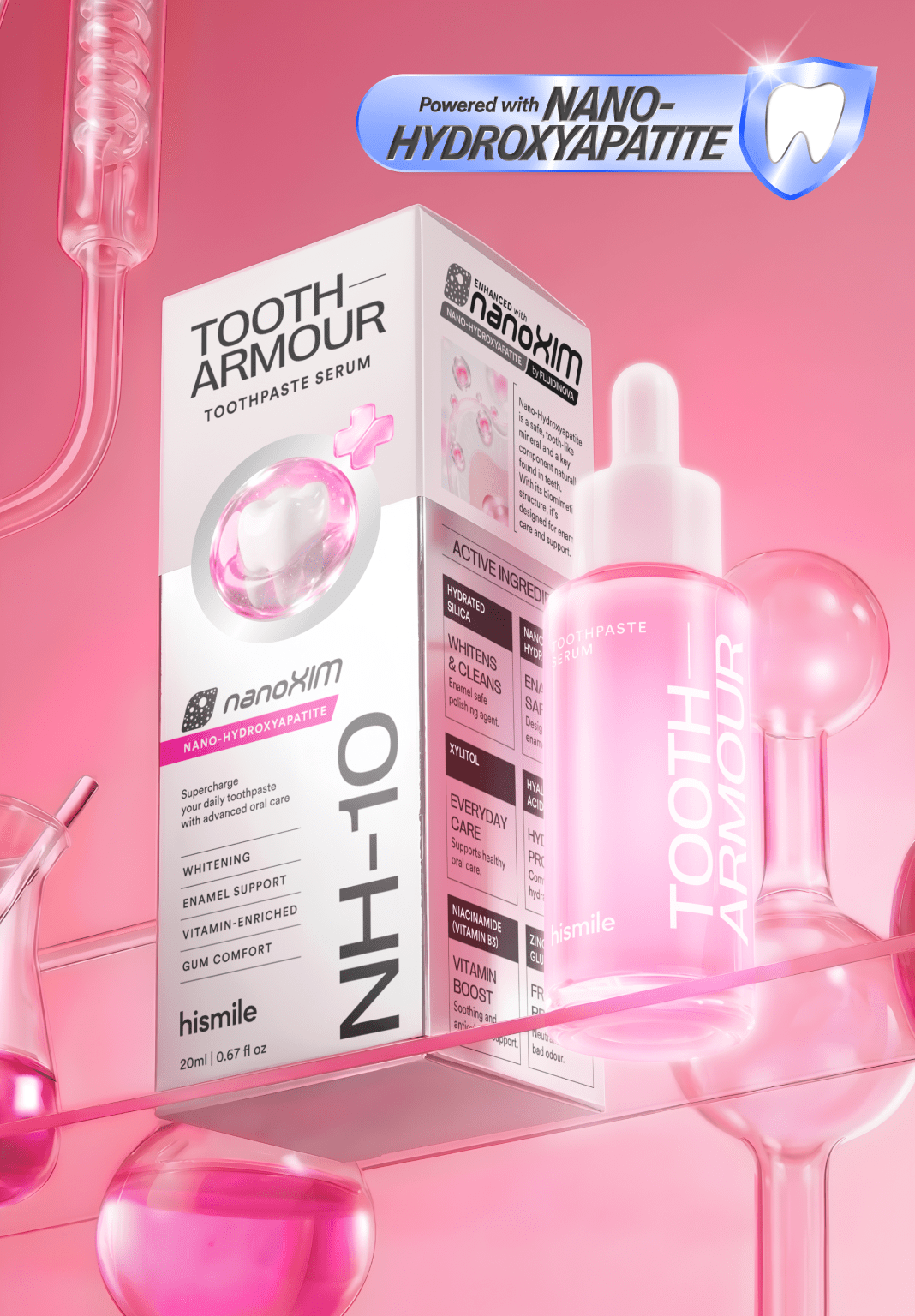 Hismile Tooth Armour NH-10 toothpaste serum tube — nano-hydroxyapatite enamel repair