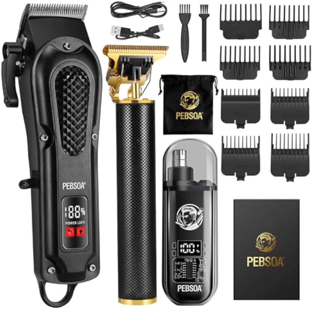 pebsoa PB-T07 professional cordless hair clipper and nose trimmer kit