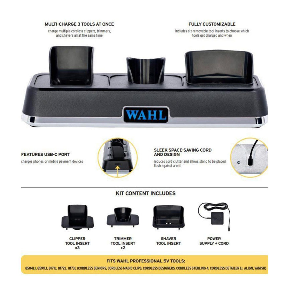 Wahl 5-Star Black/Gold Cordless Barber Combo + Vanish Shaver + Power Station (Combo)-Clipper Vault